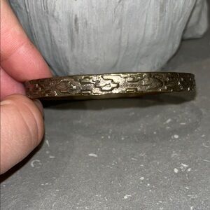 Vintage Mexico 925 Gold-Tone Bangle Bracelet Brick Design